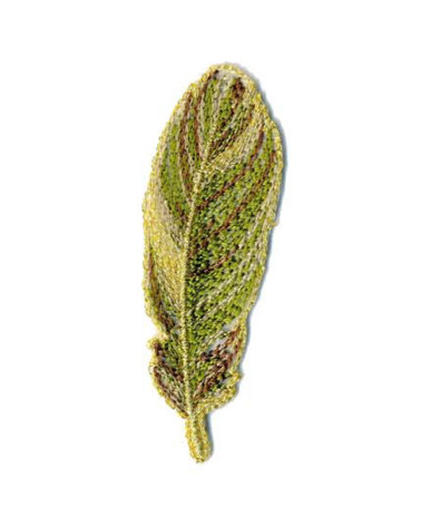 Set of 3 green and gold leaf iron-on patches 7x2cm