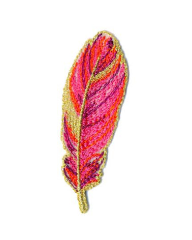 Set of 3 iron-on patches pink and gold leaf 7x2cm