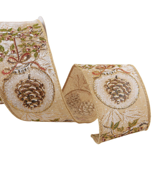 Bobine 10m ruban pommes de pin beige 63mm