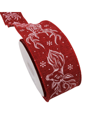 Spool of 10m red deer ribbon 63mm