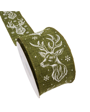 Bobina da 10 m di nastro con cervo verde da 63 mm