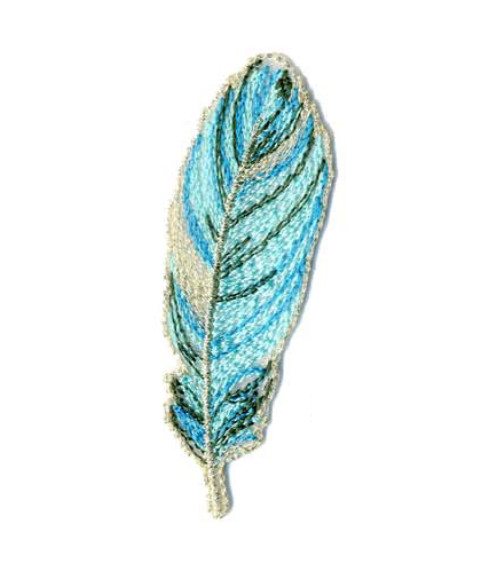 Set of 3 turquoise and gold leaf iron-on patches 7x2cm