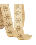 Bobine 20m ruban petits flocons beige 16mm