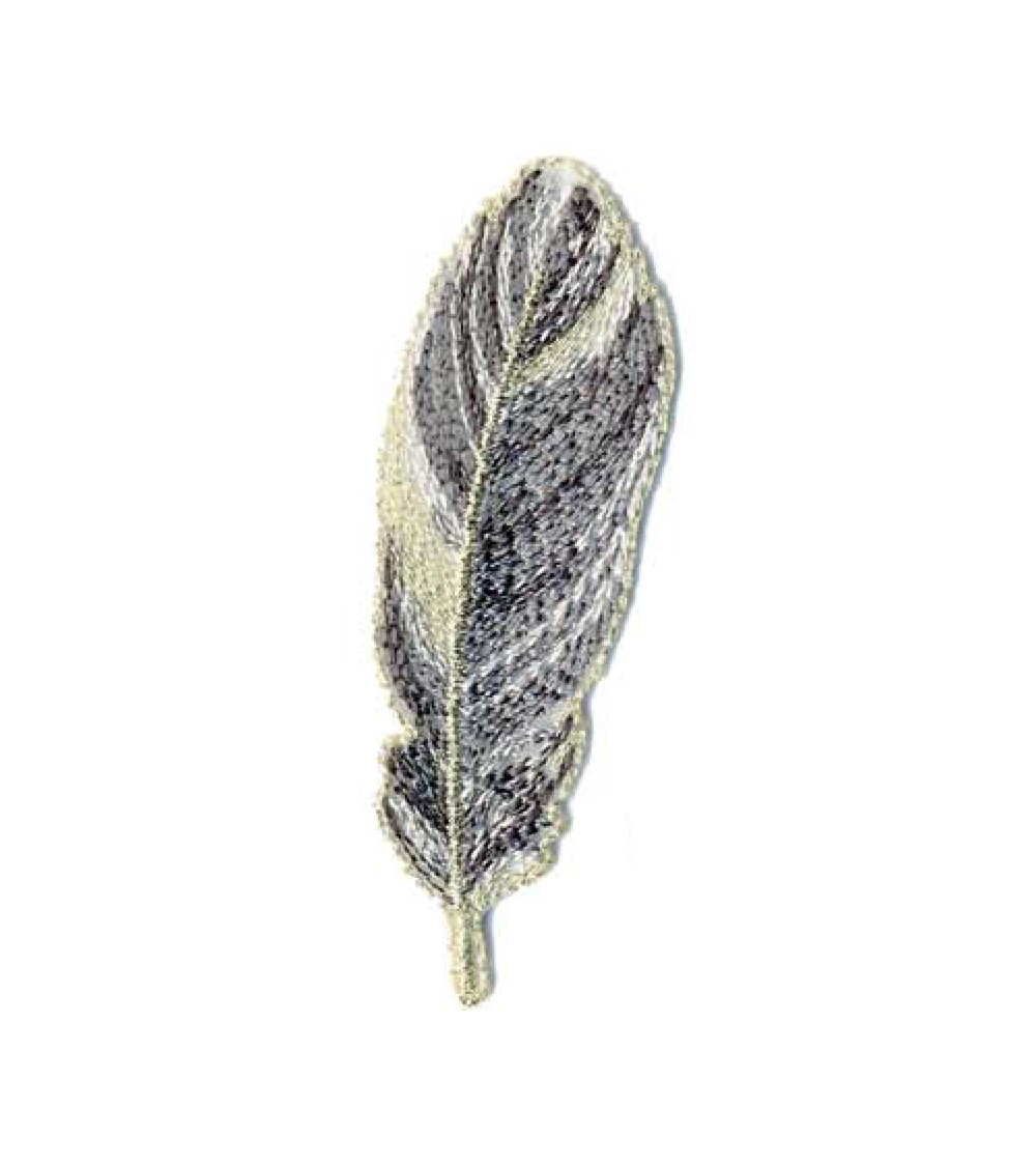 Set of 3 iron-on patches, grey and gold leaf, 7x2cm
