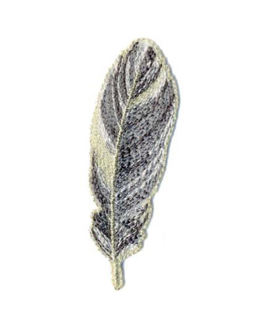 Set of 3 gray and gold leaf iron-on patches 7x2cm