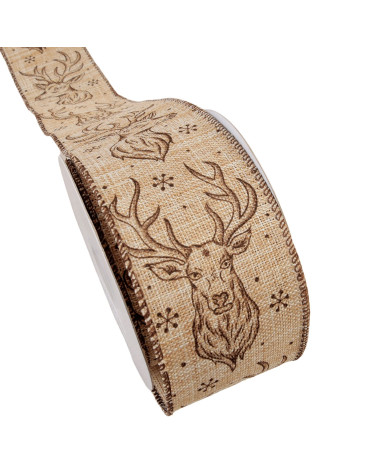 Deer ribbon 63mm beige per meter