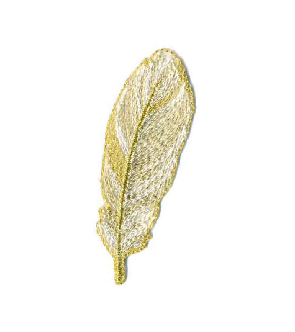 Set of 3 yellow and gold leaf iron-on patches 7x2cm