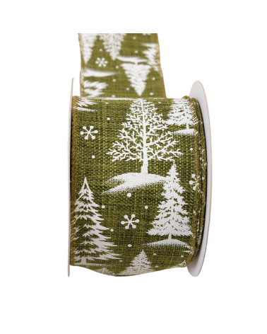 Fir ribbon 63mm green per meter