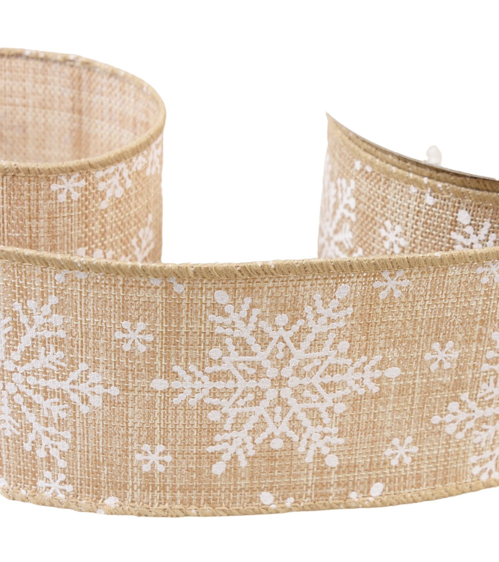 Snowflake ribbon 63mm beige per meter