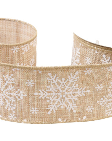 Snowflake ribbon 63mm beige per meter