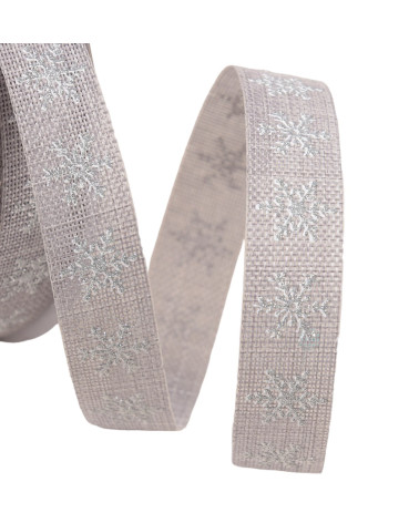 Ribbon small snowflakes 16mm gray per meter