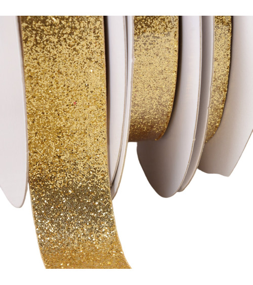 30m spool of gold glitter ribbon