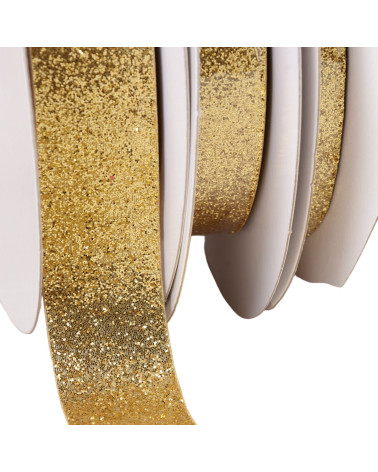 30m spool of gold glitter ribbon