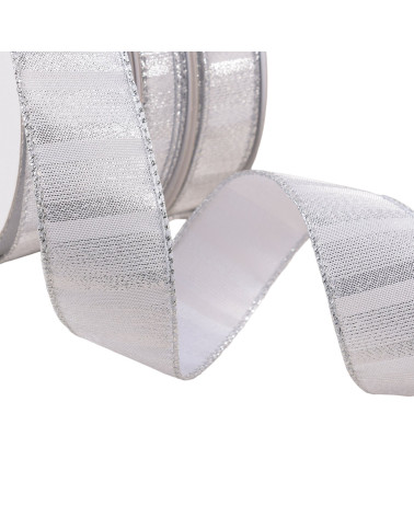25m reel of silver brass-plated metallic ribbon