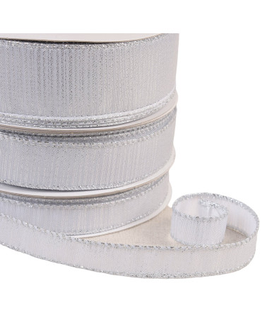 25m reel of silver brass-plated metallic ribbon