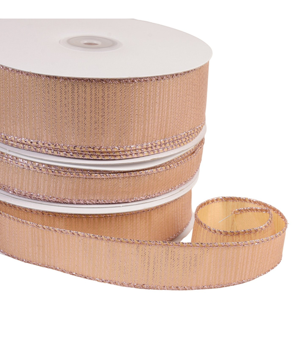 Bobina da 25 m di nastro metallico ottonato rosa/oro