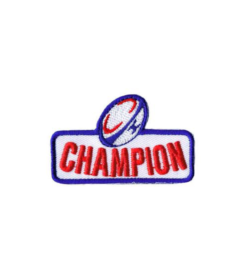 Juego de 3 parches termoadhesivos de campeones de rugby.