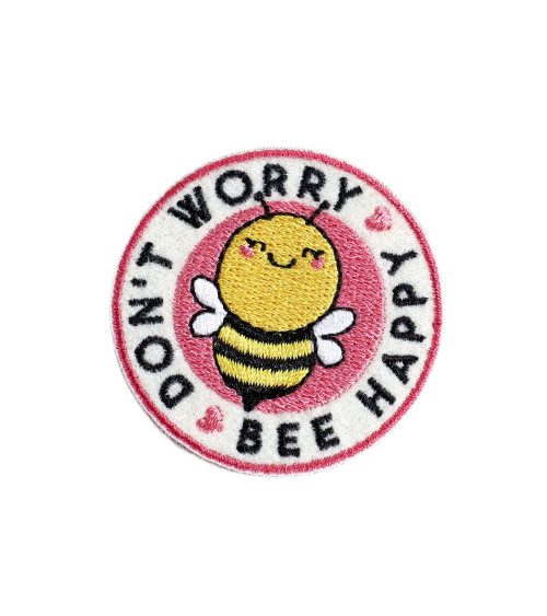 Funny bee happy iron-on patch 4.5cm x4.5cm