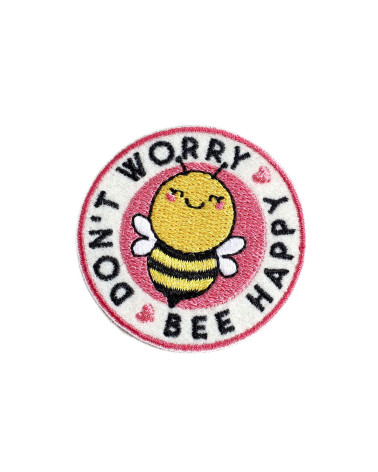 Funny iron-on badge of a happy bee 4.5cm x 4.5cm