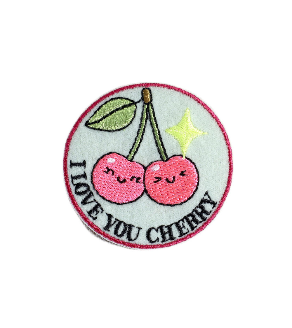 Funny iron-on patch with cherries in love I love you cherry 4.5cm x4.5cm