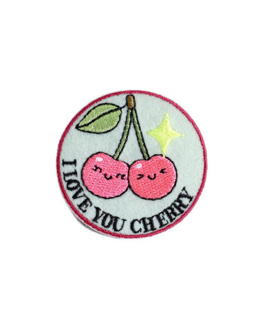 Funny iron-on patch with cherries in love I love you cherry 4.5cm x4.5cm