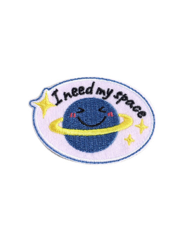 Funny iron-on patch planet i need my space 5.5cm x4cm