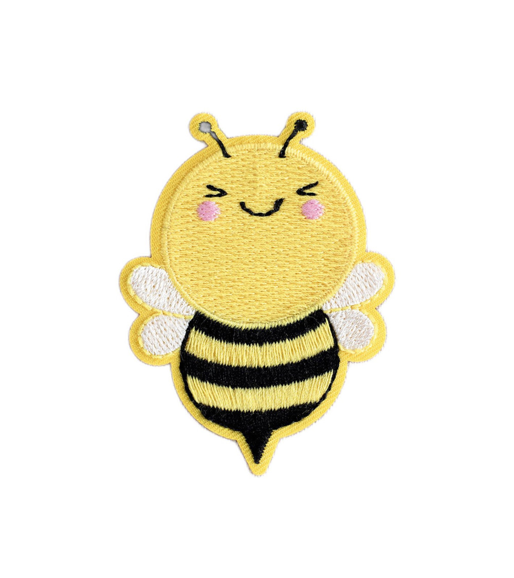 Funny bee iron-on patch 4.5cm x6.2cm