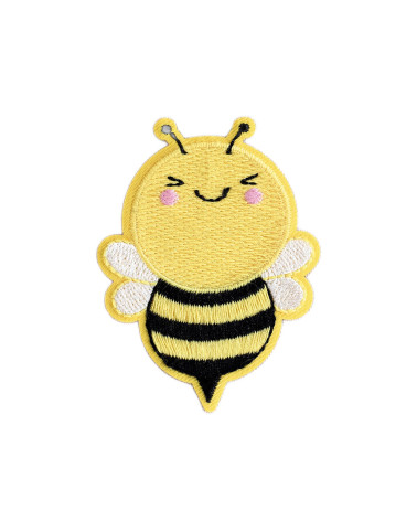 Funny bee iron-on badge 4.5cm x 6.2cm