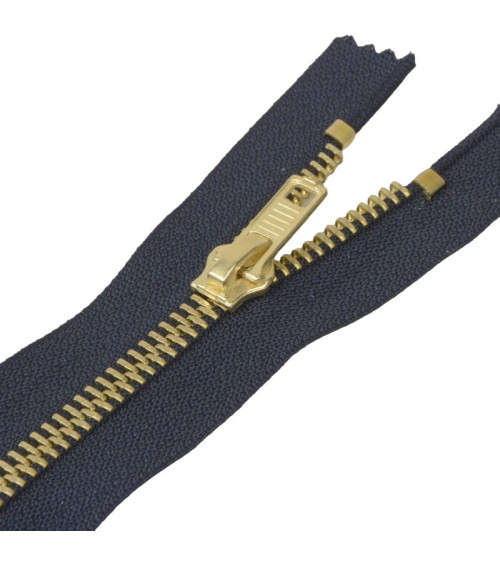 Non-separable metal mesh jeans closure - navy blue