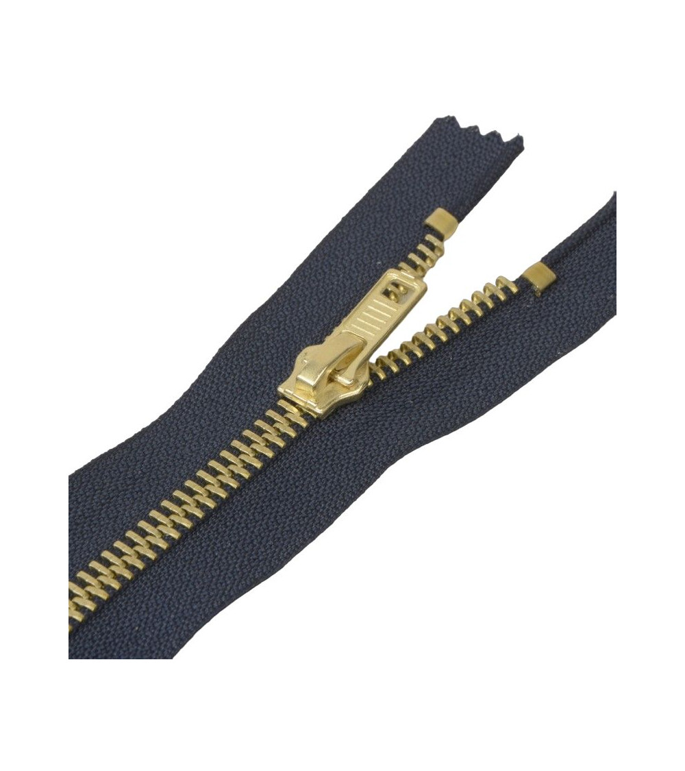 Non-separable metal mesh jeans closure - navy blue