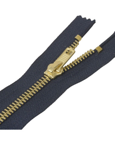 Non-separable metal mesh jeans closure - navy blue