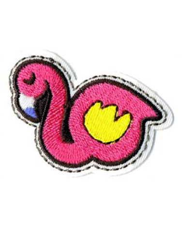 Set of 3 flashy pink flamingo iron-on patches