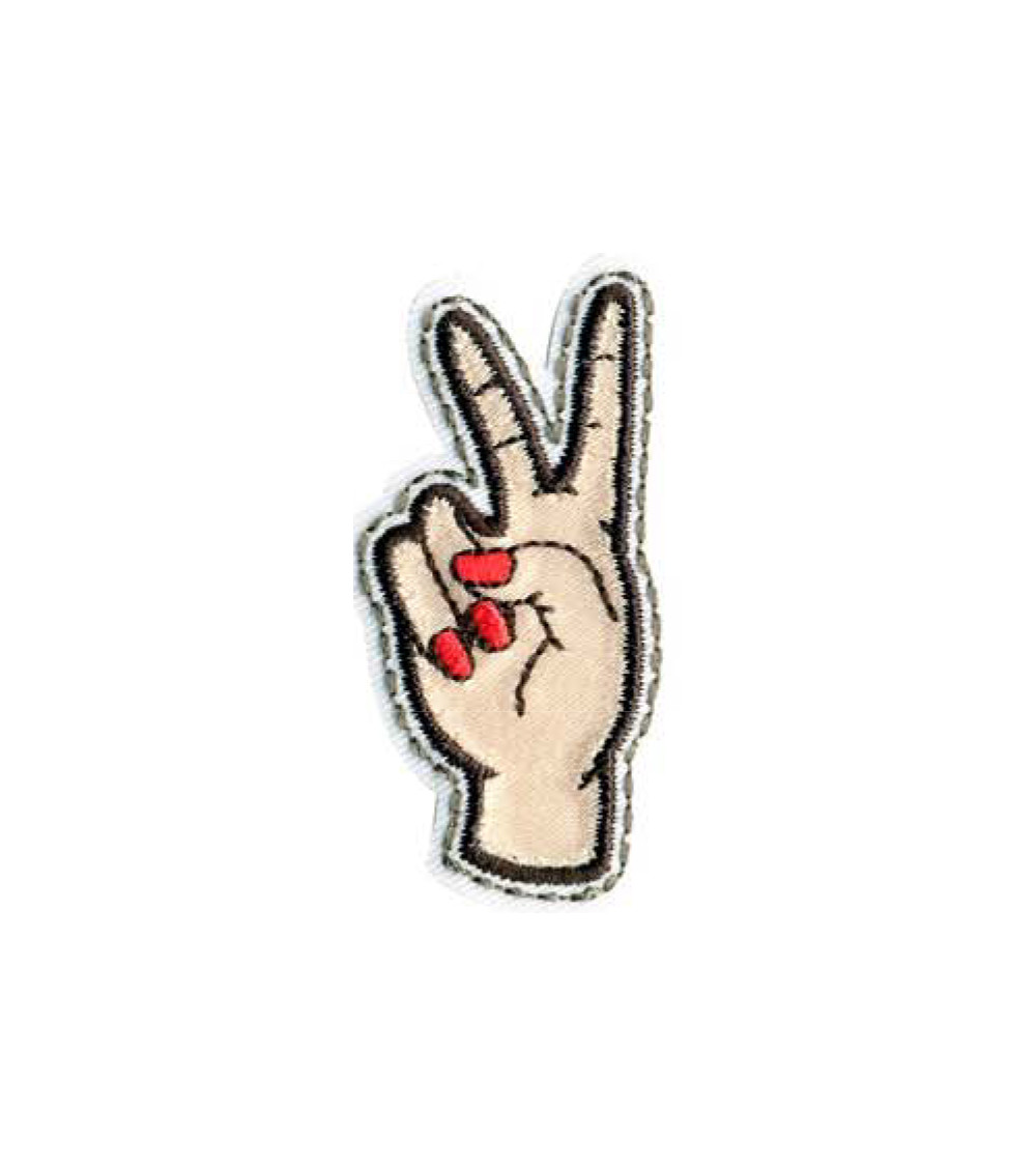Set of 3 iron-on patches woman's hand V 5x2.5cm