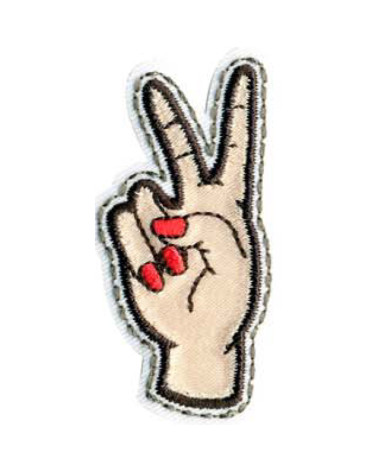 Set of 3 iron-on patches woman's hand V 5x2.5cm