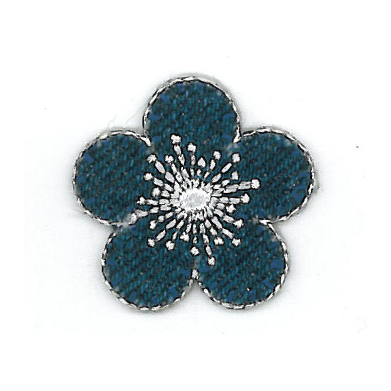 Ecusson thermocollant fleur bleu nuit 3cmx3cm - MyMercerie.com - Vente en  ligne d'articles de mercerie