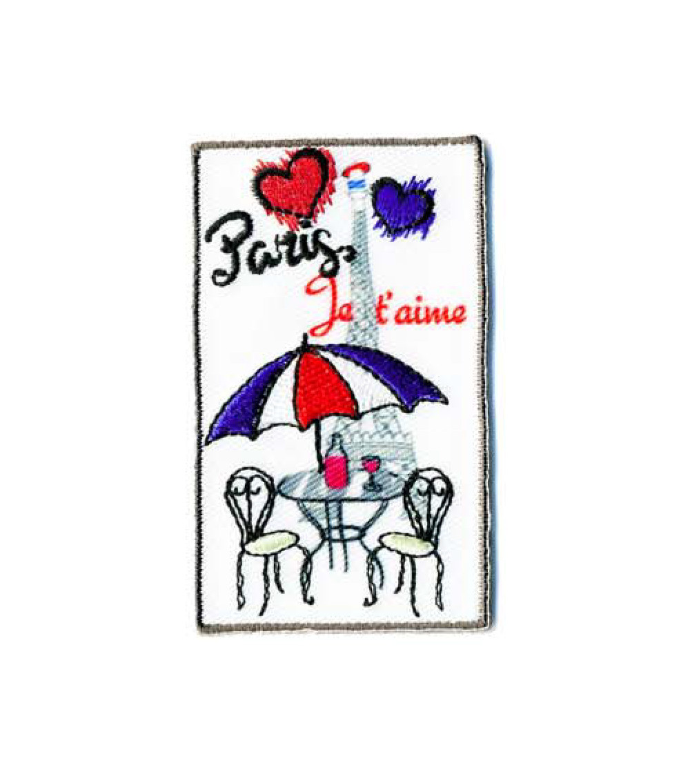 Set di 3 toppe termoadesive Parigi ti amo 6x3,5 cm
