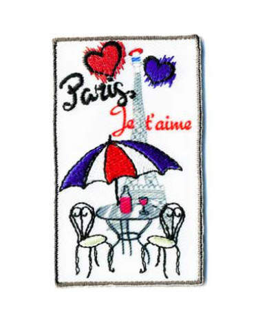 Set di 3 toppe termoadesive Parigi ti amo 6x3,5 cm