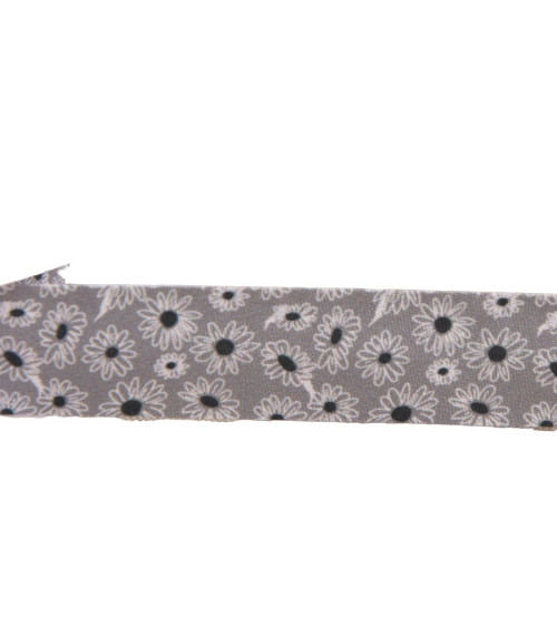 25m reel bias daisy flowers 20mm medium gray made in France