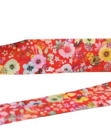 Bobina da 25 m di fiori in sbieco da 27 mm rossi fabbricati in Francia