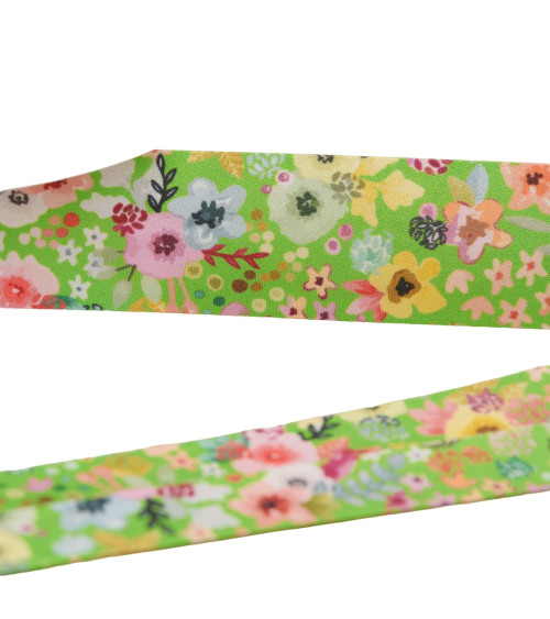 25m reel bias flowers 27mm dark green made in France