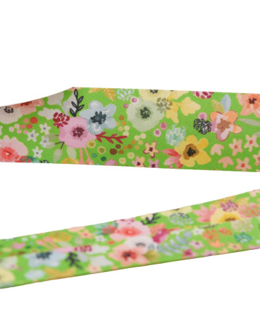 25m reel bias flowers 27mm dark green made in France