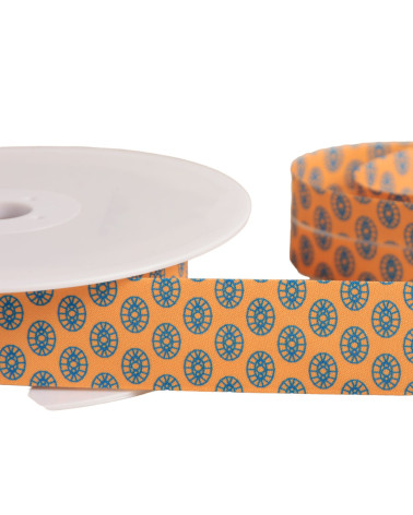 Spool of 25m sixties bias binding 27mm orange made in France
