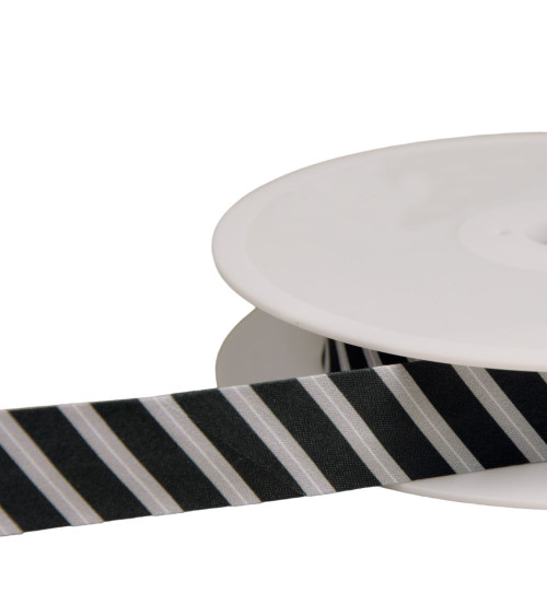25m reel bias stripes 20mm gray black made in France