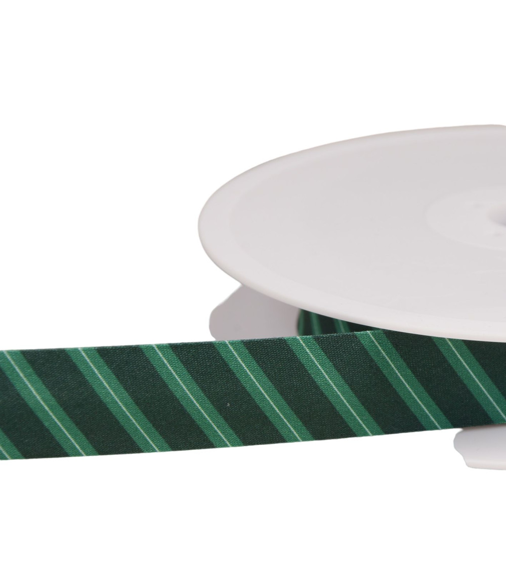 25m reel bias stripes 20mm bottle green made in France