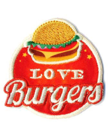 Set of 3 Love Burgers iron-on patches