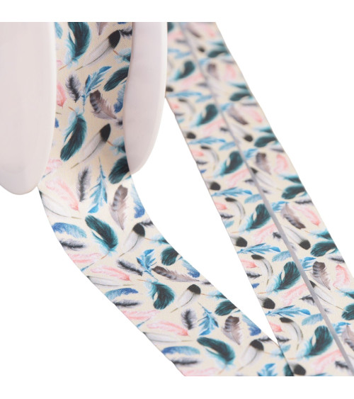 25m reel bias feathers 27mm ecru made in France