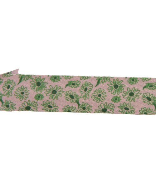 Daisy flower bias binding 20mm dark green per meter made in France