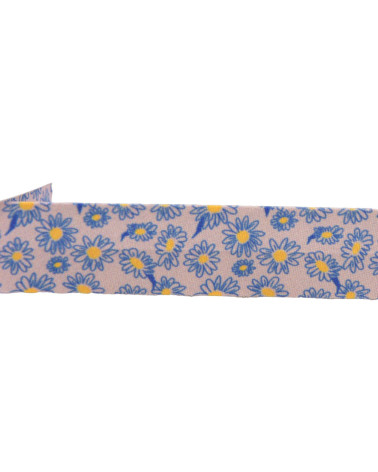 Nastro in sbieco con fiori di margherite blu navy da 20 mm al metro prodotto in Francia