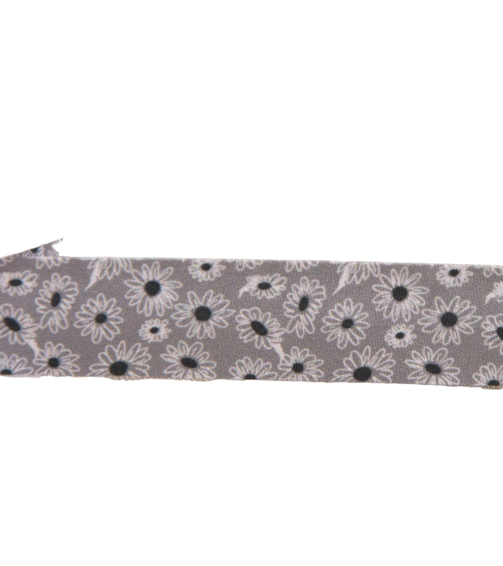 Bias binding daisy flowers 20mm medium gray by the meter made in France