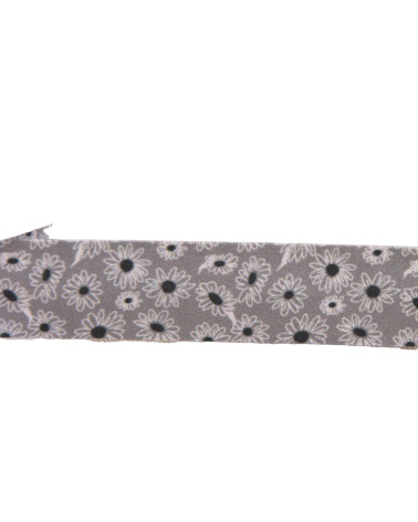 Bias binding daisy flowers 20mm medium gray by the meter made in France